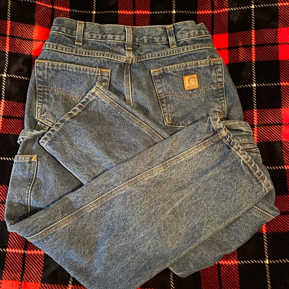 Men's  Carhartt 32/30 relaxed fit Blue Straight Jeans - Picture 9 of 10